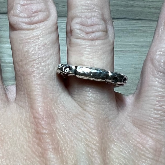 Designer DIAN MALOUF 14K White Gold/Sterling Silver Stacking Ring, Size 7 - Picture 5 of 8